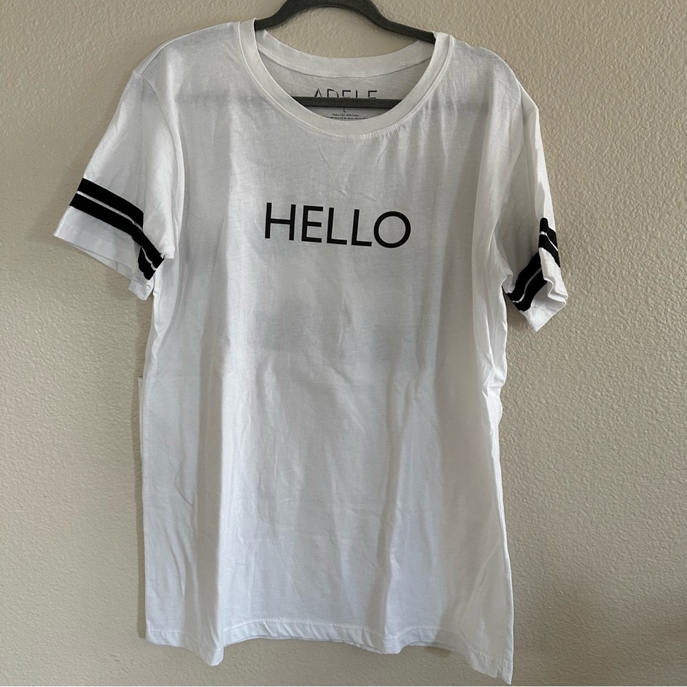 Adele Concert Jersey Shirt Large White Black HELLO on front 25 on back